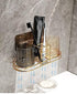 Toothbrush Holder with Cup Holder, Electric Toothbrush Toothpaste Holder, Stainless Steel Bathroom Stand (Gold)