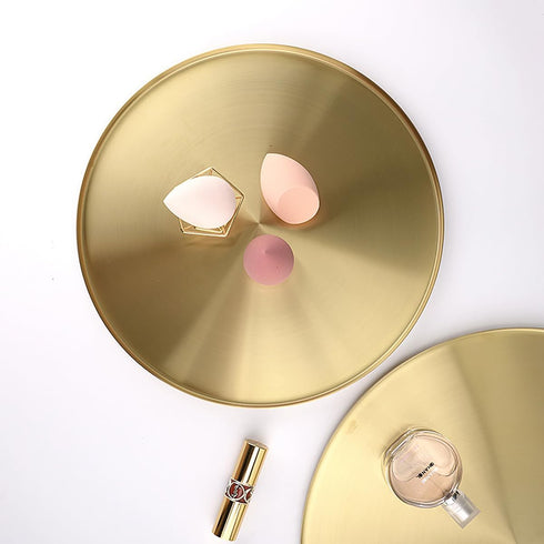 Hammered Counter 12 inch FREELOVE Gold Tray, Round Brass Serving Platter, Bar Circle Decorative Plate, Coffee Table