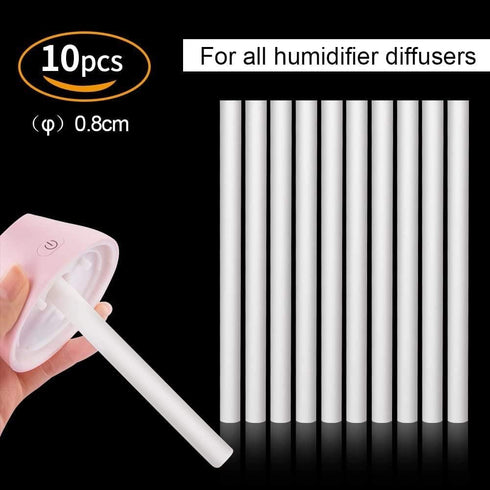 Filter Cotton Sticks - 10 Pack Refill Replacement Wicks for Mini USB Humidifier & Diffusers (8 x 123mm)