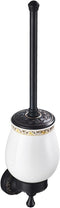 Oil Rubble Bronze Brass Bath Toilet Brush Holder Set, Wall Mounted Black Bathroom Hardware Accessories