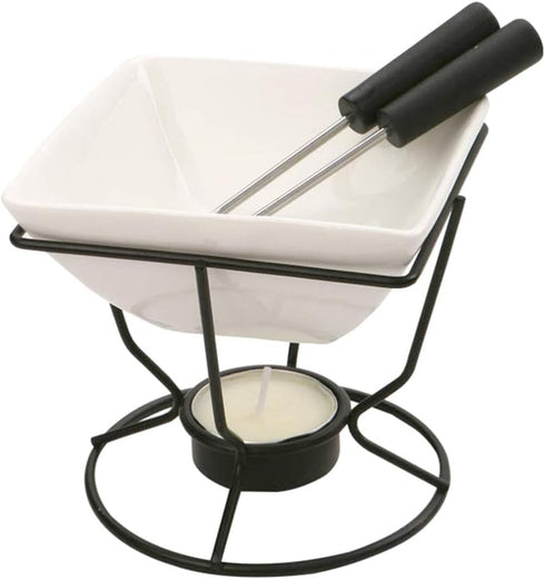 YARNOW Ceramic Butter Warmer Fondue Pot with Tealight Candle, Chocolate Melt Pot for Cheese and Chocolate