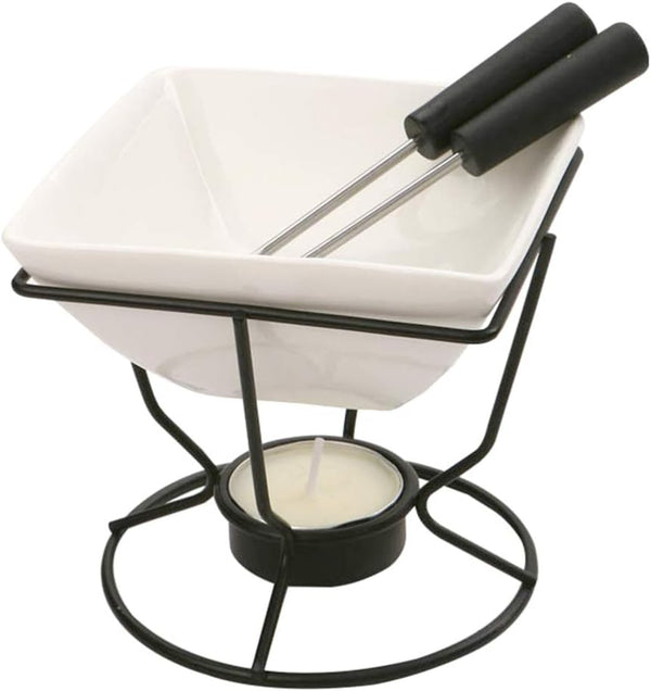 YARNOW Ceramic Butter Warmer Fondue Pot with Tealight Candle, Chocolate Melt Pot for Cheese and Chocolate