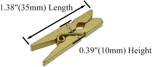 HAHIYO Gold Wooden Clothes Pins, Small Clothespins 1.38 inches Length, 50 Pack Sturdy for Laundry and DIY Craft