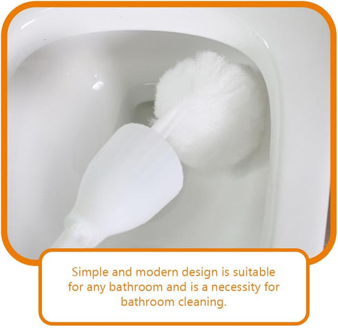 Abaodam White Toilet Brush Cleaners, Soft Toilet Bowl Brush Mop with Long Handle, 4pcs Toilet Scrubber Cleaning Brush