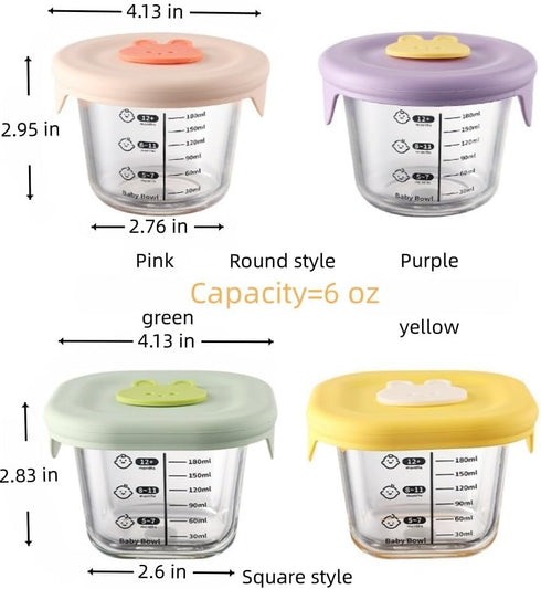 yaocoral 2 Pack 6 OZ Mini Glass Food Storage Containers with Lids,Small Food Jars Clear Glass Container