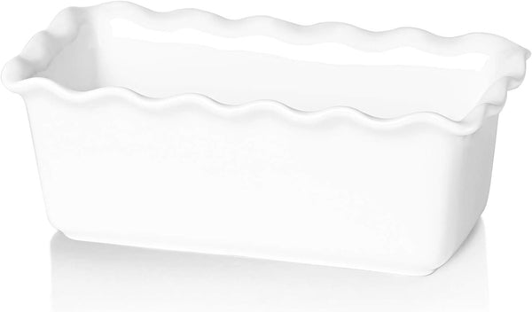 HAOTOP Porcelain Nonstick Baking Bread Loaf Pan, 8.5 x 5 Inch, White