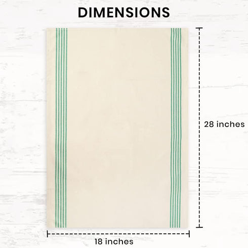 Stripe Kitchen Towels Decor, 18x28 in Cotton Dish Towels, Boho Embroidery Festive Gift Set of 6 (Green)