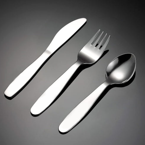VANRA 3 Pieces Children Fork Spoon Knife Set with Travel Case, 18/8 Stainless Steel Kids Silverware for School