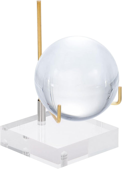 PATIKIL 2.4" x 2.4" x 1" Acrylic Display Stands, Brass Arm Crystal Display Stand for Mineral Gemstone