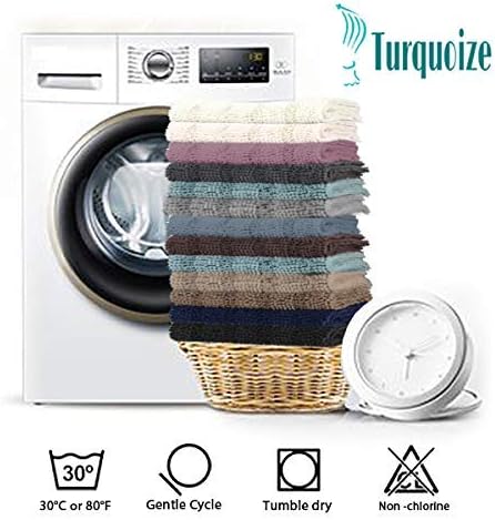 Turquoize Luxury Chenille Bath Rug, Extra Absorbent Non-Slip Microfiber Shower Rug, 17"x 24", Taupe Brown