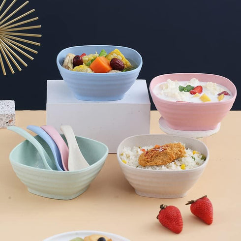 SOUJOY 20 Pack Wheat Straw Bowls, 20 Oz Unbreakable Cereal Bowls, Reusable for Snacks, Microwave Safe