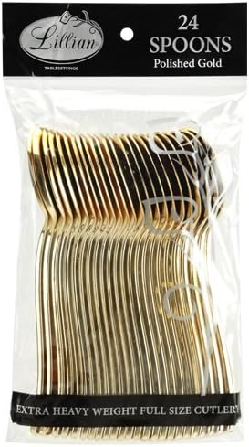 Plastic Cutlery Silverware - Extra Heavyweight Disposable Flatware, Full Size Plastic Spoons, 24 Pack
