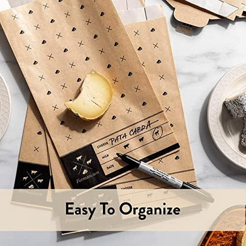 45-Pack 6.25 11 Formaticum - Cheese Storage Bags - x Wax Paper Bags to Keep Cheese or Charcuterie Fresh - Professional