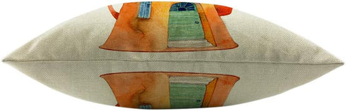Mugod Castle Pillowcase - Vintage Kettle Teapot Wonderland 18"x 18" Square Cotton Linen Cushion Cover
