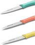 Arcos Paring Knife Set, 3 Pieces, 4 Inch Stainless Steel, Colorful Kitchen Knives, Orange, Yellow, Blue