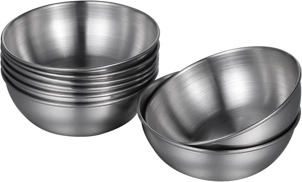Healeved 8pcs Stainless Steel Sauce Dishes | Round Seasoning Dishes & Mini Appetizer Plates | 3.15 Inch