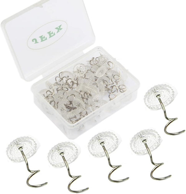 50 Pieces Upholstery Tacks - Twist Pins for Slipcovers and Bedskirts with Clear Head Screw Nail