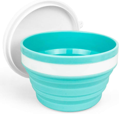 CARTINTS 950ml Collapsible Bowls - Silicone Food Storage Containers with Lids for Travel and Camping (Blue)