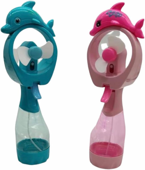 Dolphin Misting Spray Bottle Fan, Kids Personal Cooling Mist Handheld Humidifier, Set of 2