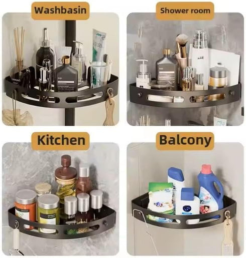 Generic 2 Pack, Corner Shower Caddy, Black Wall Mounted Bathroom Storage Rack, Plastic Organizer Shelf with Drainage
