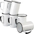 20 Oz Enameled Steel Mug Set of 6, Durable Indoor/Outdoor Use, Reusable & Stackable, Speckled White