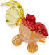 Tiny 2½" Red Orange Oranda Goldfish - Miniature Hand Blown Glass Ryukin Ranchu Fantail Collectible Figurines
