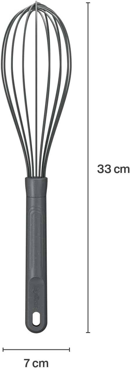 Zyliss Silicone Balloon Whisk - Sustainable Wheatstraw/Silicone - Nonstick Heat-Resistant Cooking Tool for Whisking, Beating, & Mixing Cookware - Easy to Use - 12" x 2.6" - Beluga Grey - Large by Zyliss