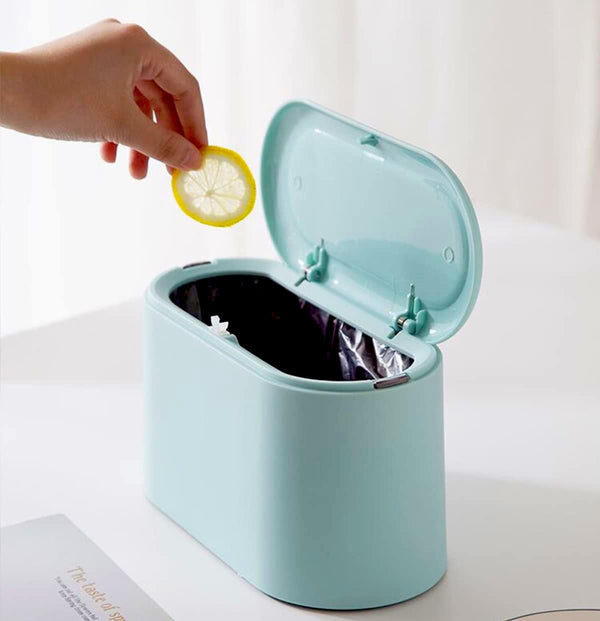 Mini Trash Can with Lid, Removable Small Garbage Can, Tiny Plastic Trash Bin for Bathroom, Office, Kitchen, and Desk