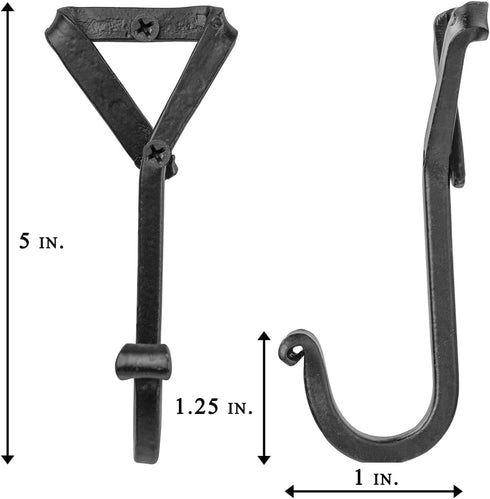 GoCraft Handmade Wrought Iron Coat Hook, Decorative Colonial Wall Decor for Coats, Towels, Scarves