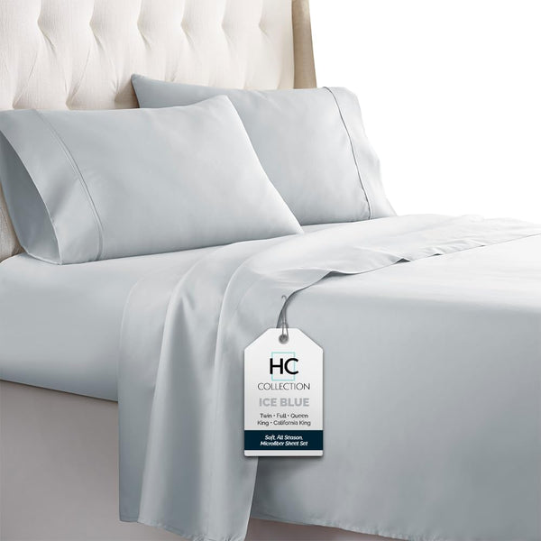 King Size Sheets Set - 4 pc Bed Sheets & Pillowcases, Soft Breathable Microfiber with Deep Pockets