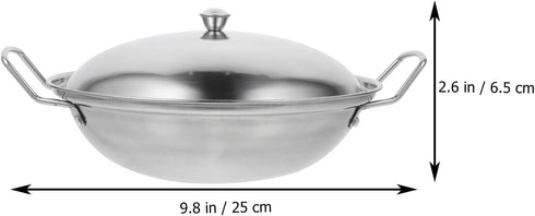 Hemoton 1 Set Stainless Steel Pot with Lid, Stockpot, Wok, Frying Pan, Kitchen Supply Dish