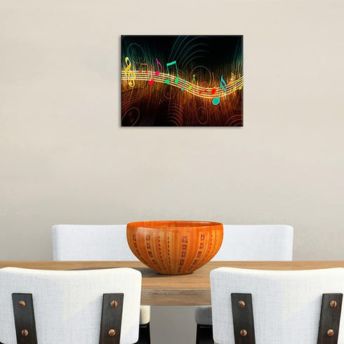 Music Wall Art for Bedroom, PIY Modern Musical Note Canvas Prints with Frame, Beautiful Notes on Staff Decor