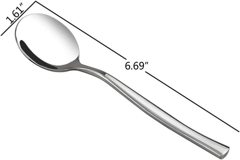 Idotry Round Soup Spoon, Stainless Steel Bouillon Spoon, Set of 12