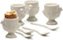RSVP International Poached Egg Spoon, 4 Piece Set for Jam, Honey or Soft Boiled Eggs, 5.5" Length, White Porcelain