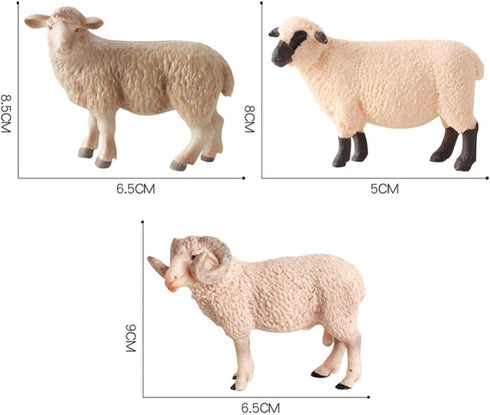 Kisangel Realistic Merino Sheep Figure, Small Lamb Farm Animals Model, Plastic Barn Figurines for Collection Desk