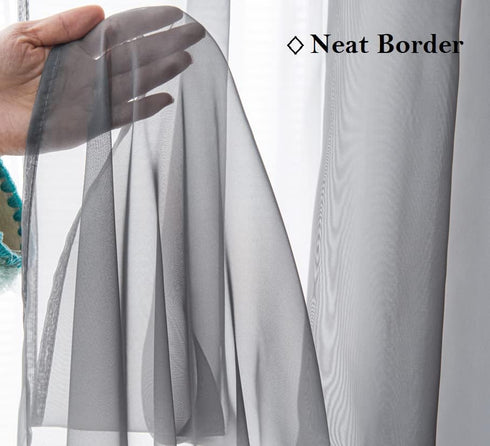 PI Dark Grey Sheer Curtains 45 Inches Length with Eyelets, Voile Light Filtering Small Window Curtains for