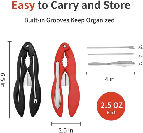 2PCS Set Crab Crackers and Tools Multifunctional Crab Leg Crackers Efficient Lobster Crackers Sturdy Seafood Crackers