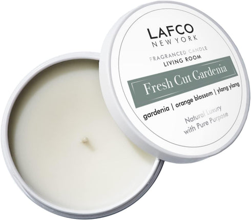 LAFCO New York Travel Candle, Fresh Cut Gardenia - 4 oz - 20-Hour Burn Time, Made in The USA