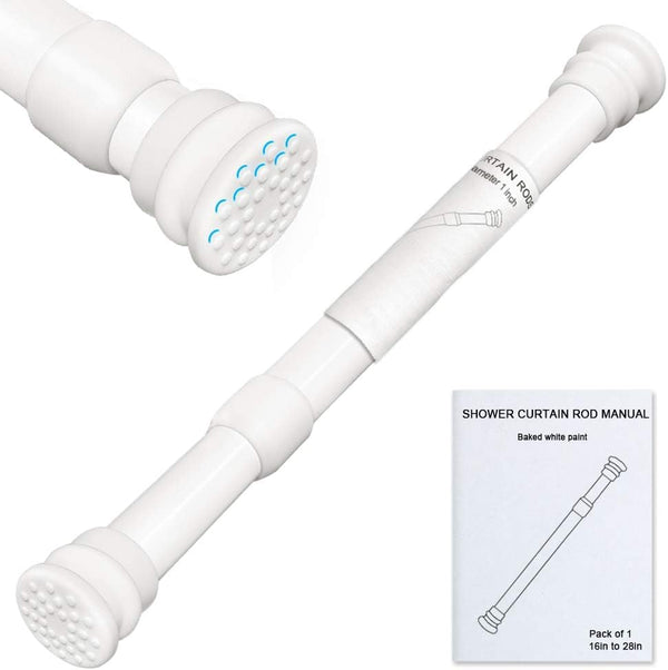 Small Tension Rods 16 to 28 Inch, Adjustable Shower Spring Tension Rod for Windows