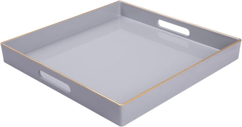 MAONAME Decorative Tray, Gray Serving Tray with Handles, Coffee Table Trays, Square