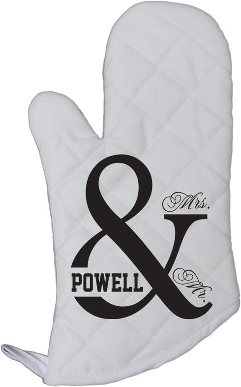 Personalized Custom Text Wedding Mr & Mrs Polyester Oven Mitt Kitchen Mittens