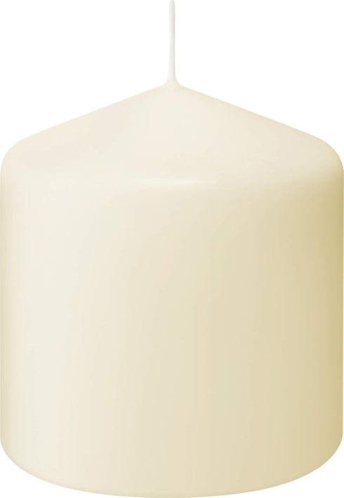 BOLSIUS 6 Ivory Pillar Candles Bulk - 3x3 Inches Set, 25+ Hours Clean Burning, Unscented Dripless Dinner Pillars
