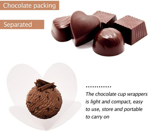 Chocolate Paper Candy Cups, 200pcs Truffle Wrappers, Cupcake Muffin Case Trays for Baby Showers, Bridal Shower, Wedding