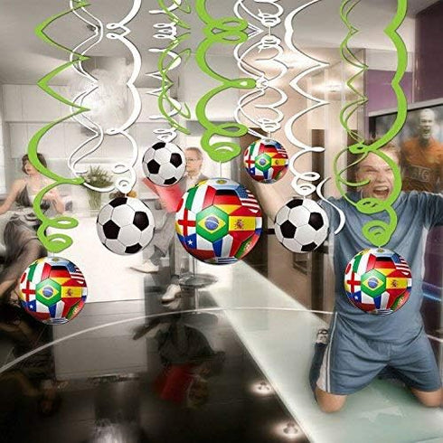 30CT Soccer Hanging Swirl Decorations for Soccer Party Supplies Theme Birthday Party