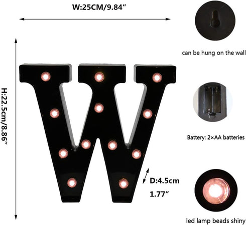 Light Up Black Alphabet Marquee Letters Sign LED Number Lights for Home Bar Christmas Birthday Party Decoration