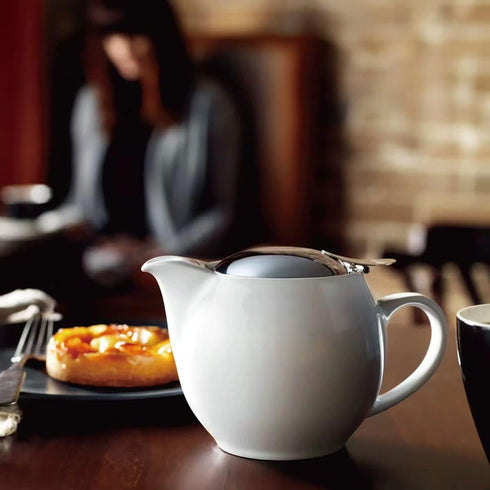 Small Ceramic Teapot, 350ml/12.0oz with Stainless Steel Infuser for Loose Tea and Blooming Tea