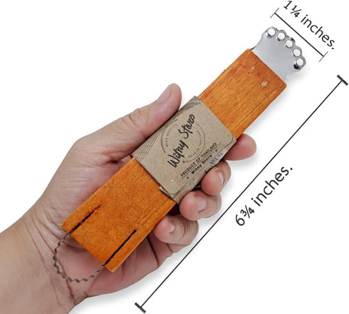 WitnyStore 6¾" Long Wooden Handle Coconut Grater - Vintage Thai Style Kitchen Tool - Portable Stainless Steel Shredder
