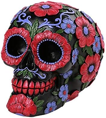 Pacific Giftware Day of The Dead Floral Skull Decorative Resin Figurine for Home Tabletop