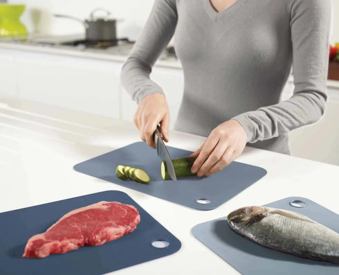 Joseph Joseph Set of 3 Pop Chopping Mats, Sky Blue