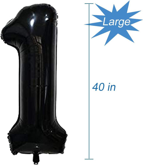 Tellpet Black Number 10 Balloons, 10th Birthday Party Balloons, 40 Inch Size